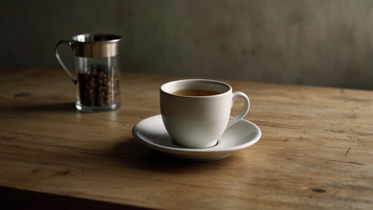 Calm morning routine setup for introverts with soft light and minimal space